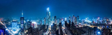 Hava fotoğrafçısı Guangzhou CBD mimari manzara silüeti