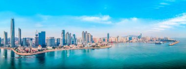 Shandong Qingdao şehir kıyı şeridi hava fotoğrafçılığı