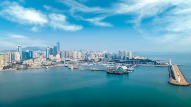 Shandong Qingdao şehir kıyı şeridi hava fotoğrafçılığı