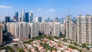 Guangzhou, Çin 'in hava fotoğrafçılığı, kentsel mimari arazi