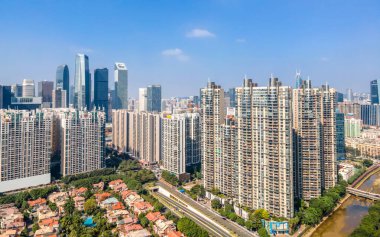Guangzhou, Çin 'in hava fotoğrafçılığı, kentsel mimari arazi
