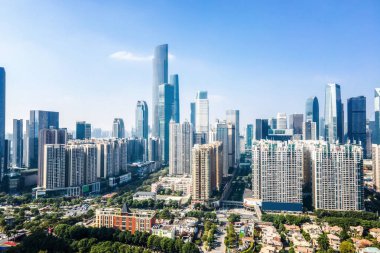 Guangzhou, Çin 'in hava fotoğrafçılığı, kentsel mimari arazi
