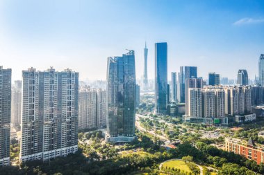 Guangzhou, Çin 'in hava fotoğrafçılığı, kentsel mimari arazi