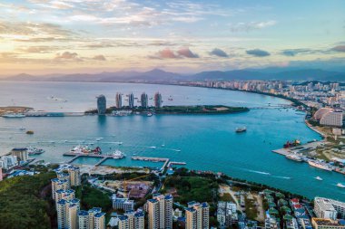 Aerial photography of the beautiful coastline of Sanya clipart