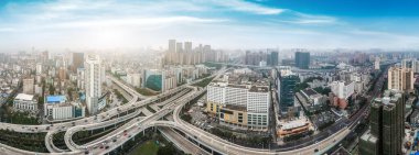 Haikou, Çin 'in mimari manzarasının hava fotoğrafçılığı