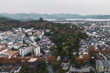 Hangzhou kentsel mimarisinin hava fotoğrafçılığı