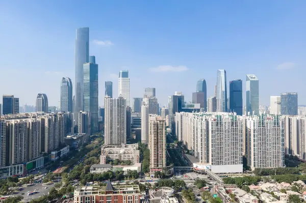 Guangzhou, Çin 'in hava fotoğrafçılığı, kentsel mimari arazi
