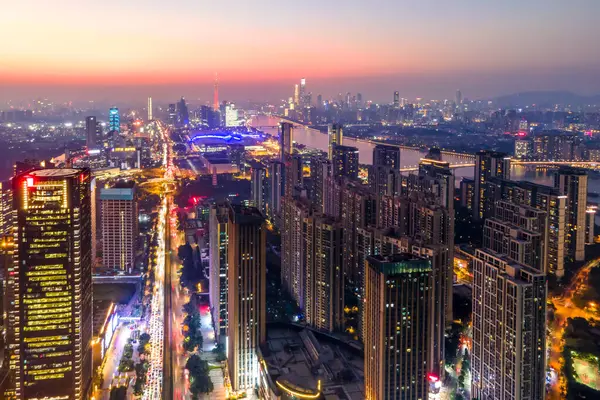 stock image Aerial photography of modern Chinese urban architecture landscap