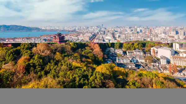 Stock image Aerial photography of Hangzhou Old Town Chenghuang Pavilion Anci