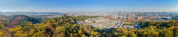 Stock image Aerial photography of Hangzhou Old Town Chenghuang Pavilion Anci