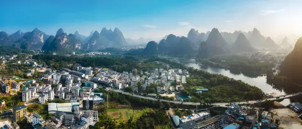 Stock image Aerial photography of the beautiful scenery of Lijiang River in 