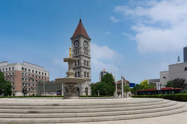 stock image Street view of modern buildings along the Haihe River in Tianjin