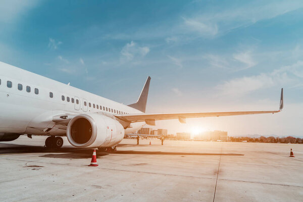 Outdoor airport apron passenger plane