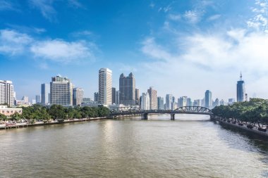 Mimari manzara Ningbo şehir merkezinin ufuk çizgisi, Çin