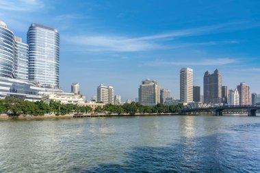 Mimari manzara Ningbo şehir merkezinin ufuk çizgisi, Çin