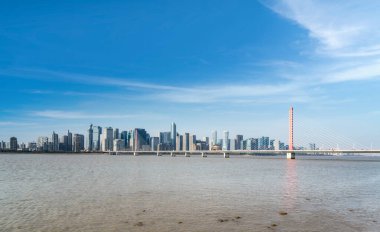 Hangzhou Qianjiang Yeni Şehir CB 'sinin modern mimari manzarası