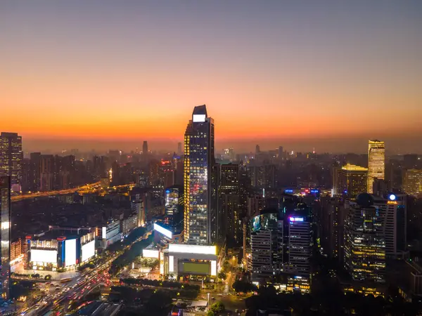 stock image Aerial photography of Guangzhou city architecture night view