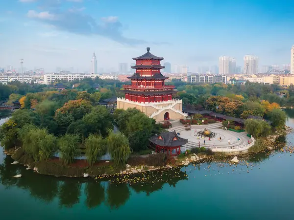 stock image Aerial photography of Jining city scenery