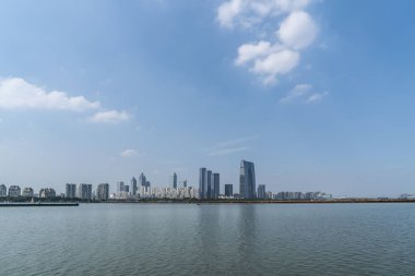 Guangzhou, Çin 'deki kentsel mimari manzaranın silüeti 