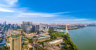 Suzhou Gölü Doğu Financi 'nin gökyüzü manzarası