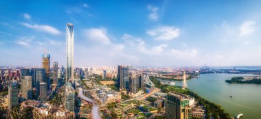 Suzhou Gölü Doğu Financi 'nin gökyüzü manzarası