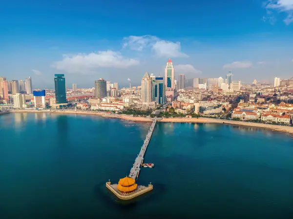 stock image Aerial photography Qingdao Bay urban architecture landscape skyl