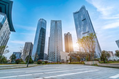 Fuzhou şehir meydanı ve modern binalar