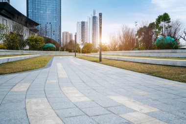 Fuzhou şehir meydanı ve modern binalar