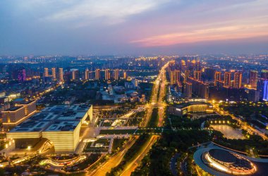 Hava fotoğrafçılığı Changzhou şehir binası gökyüzü gece görüşü