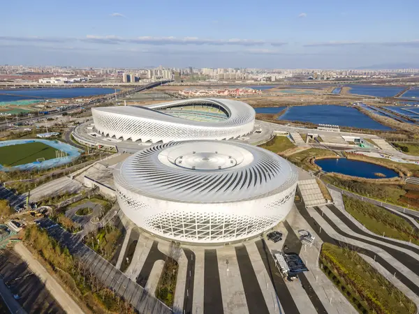 stock image Aerial photography of the city scenery of Qingdao High-tech Zone