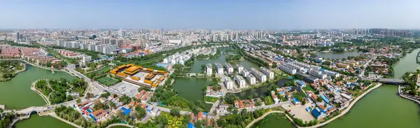 stock image Aerial panorama of Dongchang ancient city in Liaocheng, Shandong