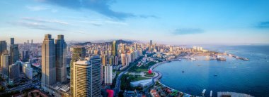 Aerial photography of Qingdao city coastline scenery clipart