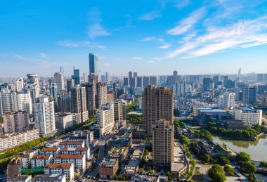 Wuxi şehir mimarisinin Çin 'deki hava fotoğrafçılığı