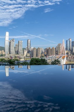 Modern metropol silueti, Chongqing, Çin,