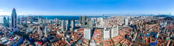 stock image Aerial photography China Qingdao city architecture skyline