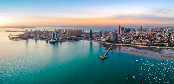 stock image Aerial photography of Qingdao coastline