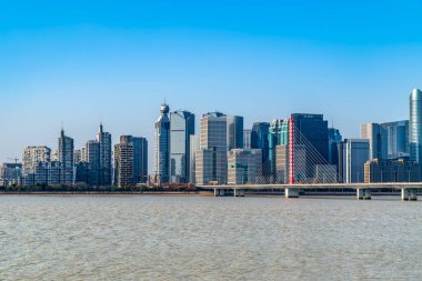 Hangzhou Qianjiang Yeni Şehir CB 'sinin modern mimari manzarası