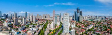 Tianjin şehir mimarisinin hava fotoğrafçılığı gökyüzü