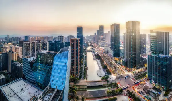 stock image Aerial photography of Ningbo city architecture landscape skyline