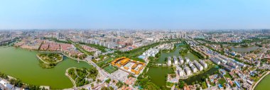 Liaocheng, Shandong 'daki antik Dongchang şehrinin hava manzarası.