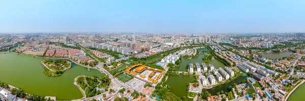 stock image Aerial panorama of Dongchang ancient city in Liaocheng, Shandong