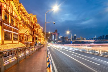 Night view of Chongqing Hongyadong Street clipart