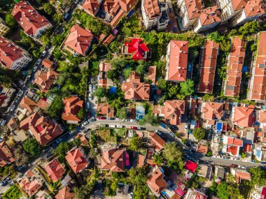 Qingdao 'nun mimari manzarasının hava fotoğrafçılığı.