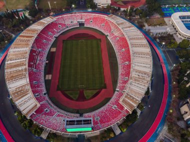 Aerial close-up of Guangzhou Sports Center clipart