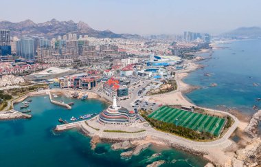 Football field on the reef of Qingdao Island, China clipart