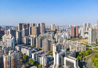 Wuxi şehir mimarisinin Çin 'deki hava fotoğrafçılığı