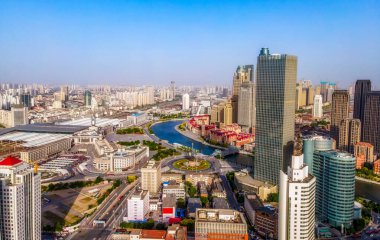 Tianj 'ın mimari manzarasının gökyüzü fotoğrafı