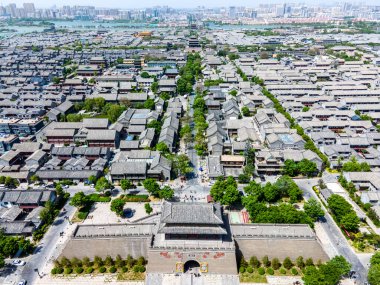 Liaocheng, Shandong 'daki antik Dongchang şehrinin hava manzarası.