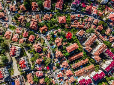 Qingdao 'nun mimari manzarasının hava fotoğrafçılığı.