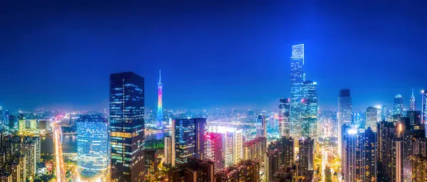 Stock image Aerial photography of Guangzhou city architecture night view